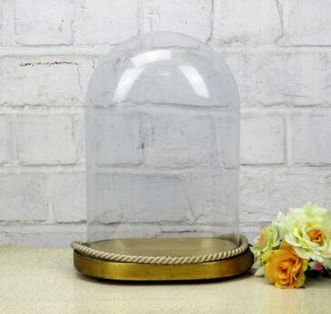 Vintage Oval Pressed Glass Dome Globe Mantel Clock Display Steampunk Doll 11.02"