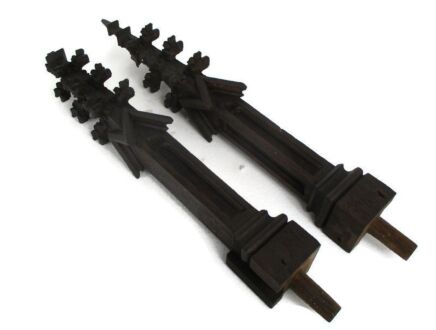 Neo Gothic 2 Large Reclaimed Carved Wood Large Spindles Balusters Trim Posts Pillar Salvaged Antique