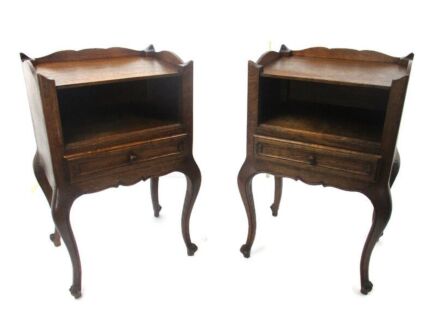 Pair French Louis XV/XVI Style Wooden Nightstands End Tables