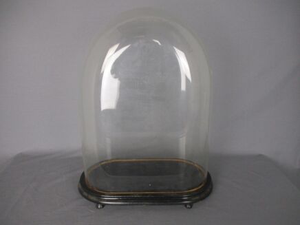 Antique Victorian Oval Hand Blown Glass Globe Dome Doll Clock 19.48" H 14.96"W