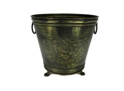 Large Vintage Brass Kettle Decorative Lion Head Handles, Lion Feet Planter Beautiful