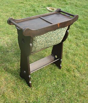 Large antique Wooden Sewing Table Box Basket Stand Bag