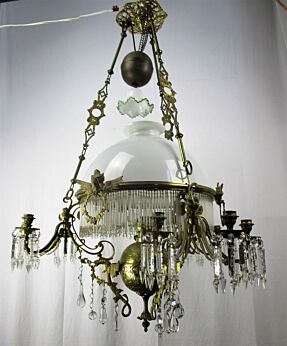 Impressive Antique 10 LightsCastle Chandelier Gothic Brass Dragons Gryphons 1800