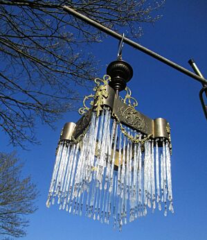 French Ornate Chandelier Straw Glass Prisms Garlands Guirlandes Art Nouveau