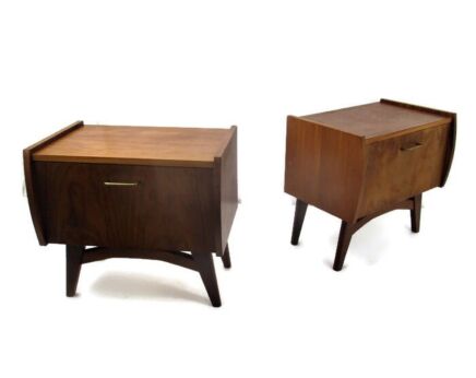 Retro Pair Danish Modern Teak Nightstands End tables Mid Century Modernist WOW