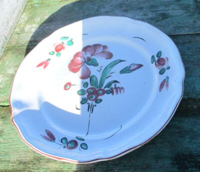 Large Antique Porcelain Plate 18th Century Strasbourg French Faience Luneville