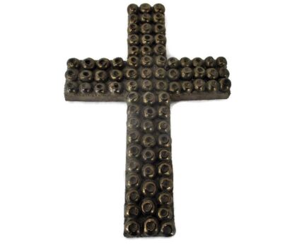Large Mid Century Design Ceramic Modern Crucifix Ceramic Gold era Amphora