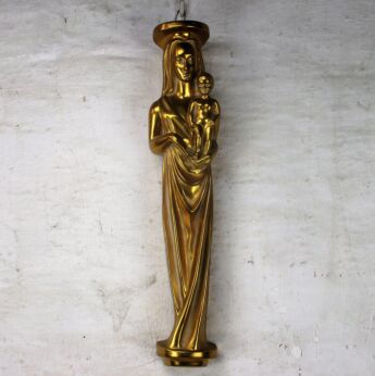 Virgin Mary Infant Child Madonna Gold Colored Wall hanging Plaster Marked