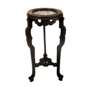 Hand Carved Wood Ornate Embossed Pedestal Display Bonsai Flower Plant Stand Marble top Stunning