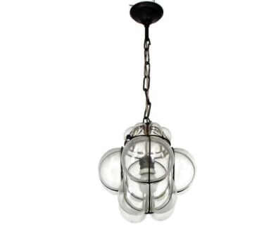Caged pendant Chandelier Clear Art glass Ceiling Light Ali Baba Style Lamp era Murano Venetian Lamp