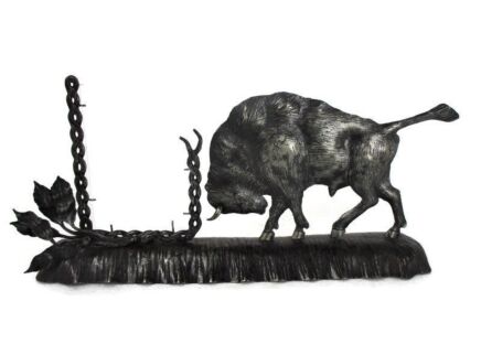 Wrought Hammered Iron picture Mirror frame Bull Leafs