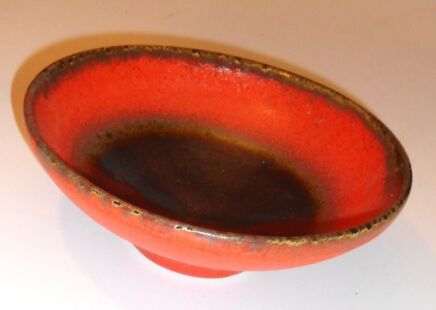Vintage West Germany Steuler Art Pottery Wall Bowl glazed ceramic Fat Lava 70s