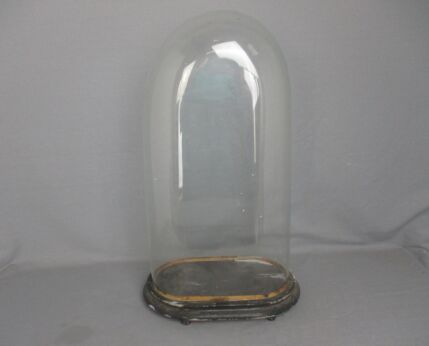 Antique Victorian Oval Hand Blown Glass Globe Dome Doll Clock 20.27" 10.62"