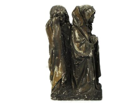 statue figurine Sculpture Wall Hanging Very Dramatic scene Plaster Crying Praying saint exquisite