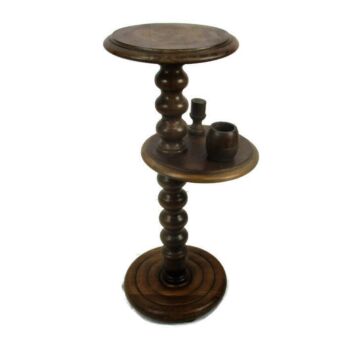Vintage Carved wood Edwardian Pedestal Smoking Table Plant Bonsai Stand 2 Tier