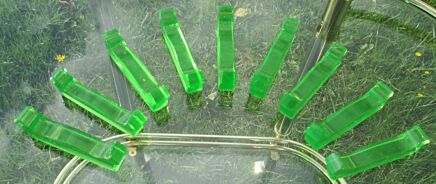 Vintage Green Uranium Glass Tableware Knife Rest 9 pieces Handblown Antique