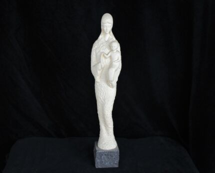 Virgin Mary Madonna Holy Mother Infant Child Plaster Statue on granite base 18.5"