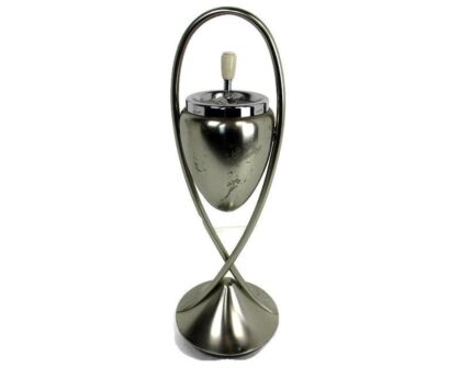 Funky Mid Century Modern Standing Push Ashtray Marked Metawa Holland Chrome