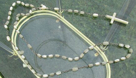 Antique Rosary Bead Lourdes Mother of Pearl Nacre Jesus Cross Virgin Mary