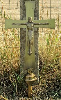 Large Modernist Crucifix Cross Brass Jesus Christ Procession rare 25"