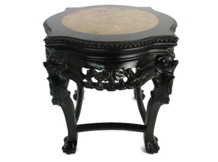 Hand Carved Wooden Chinese Marble Top Hall Console Table Pedestal Bonsai Stand