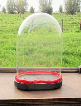 Antique  Oval Hand Blown Glass Dome Globe Mantel Clock Steampunk 13.78"