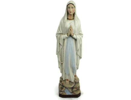 Large Statue Virgin Mary Madonna Plaster Folded Hands Chapel Gorgeous Face 24.4"