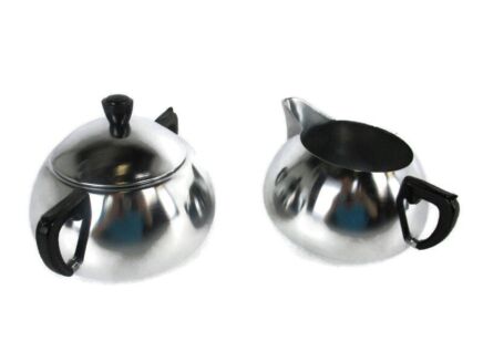 Demeyere Silver Colored  Creamer Set Sugar Bowl Milk Jar Marked Gorgeous Stainless steel