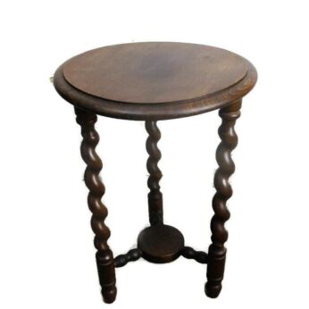 Barley Twist Wood Side Occasional Wine Table Pedestal Plant Flower Stand 18.7"