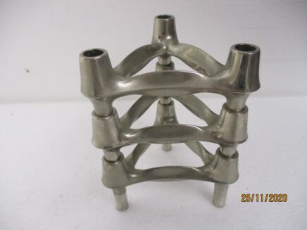 3 Candle Holders Stackable Chrome Modular Atomic Nagel Germany Authentic