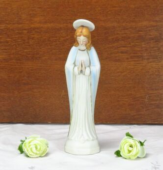 Lovely Porcelain Statue Virgin Mary Madonna Our Lady Folded Hands Marked W