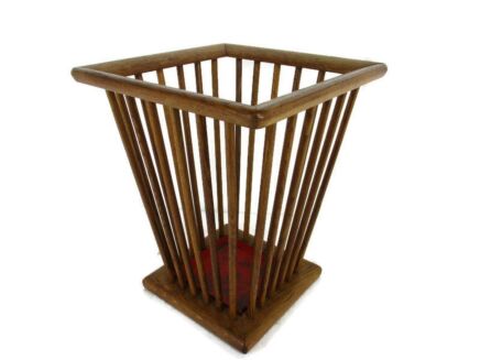 Vintage Ornate Standing Basket  Wood iron  Basket Umbrella Cane Stand Funky Barn Style