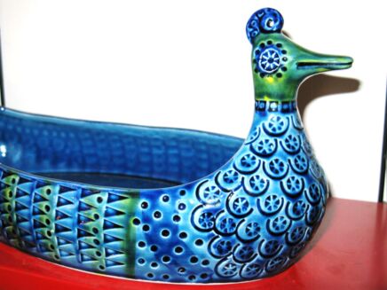 Great Vintage Italian Ceramic Duck bowl era Aldo Londi Bitossi Fratelli Gambone