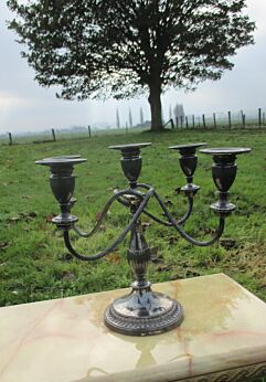 Antique Large Sheffield Silverplate Decorative Candelabra 5 arm Signed Ornate