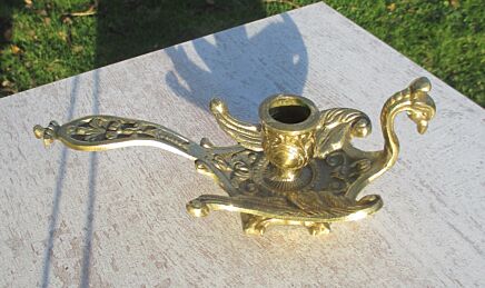 Vintage Brass Ornate Chamber Candlestick Candle Holder Griffin Dragon