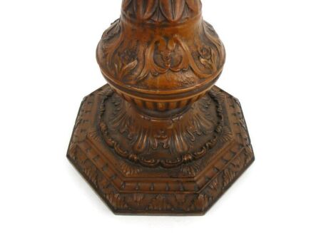 Stunning Carved Wood Ornate Hall Tree Coat Hat Rack Stand Brass Crown