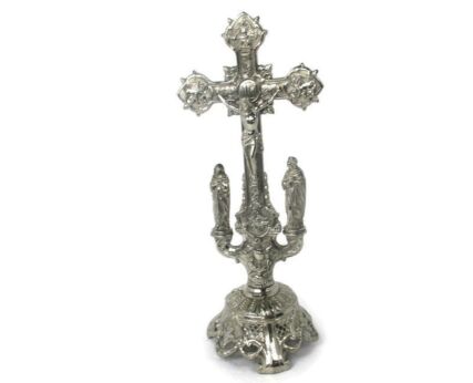 Beautiful Vintage French Standing Table Crucifix Cross Calvary Jesus Christ Mid Century Modern the Apostles