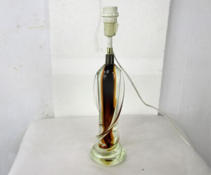 Gorgeous Table Lamp Val St Lambert Style Art Glass Design Amberino Amber Clear Swirled Glass