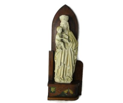 Hand painted Chapel Niche Madonna Virgin Mary Infant Child Statue Plaster Lovely