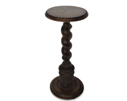 Hand Carved Wood Barley Twist Side Display Coffee Table Pedestal Plant Stand 30"