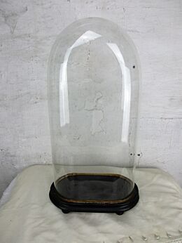 L Antique Victorian Oval Hand Blown Glass Globe Dome Clock Display Doll 20.07"