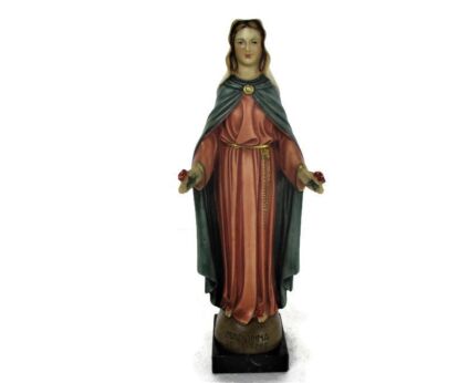 Statue Virgin Mary Our Lady Madonna delle Rose Resin Faro Polychrome HTF Collector 11.61"