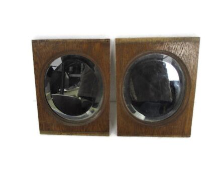 two Beveled Glass Mirrors framed Vintage Wooden Frame