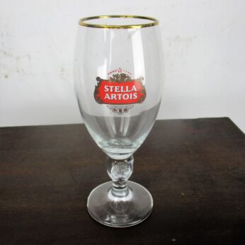 Stella Artois Belgian Brewery Beer Chalice Tulip Goblet Glass Gold Rim 40 cl