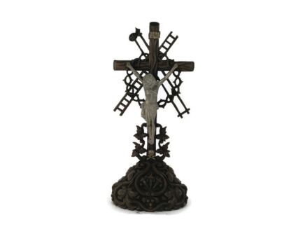 XL  Standing Hand Carved Wooden Crucifix Tools Of Passion Cross Antique Gorgeous Faux Brass Corpus