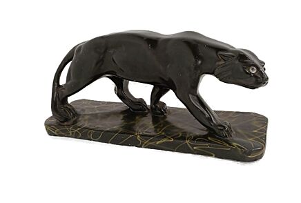Black Panther  Plaster  Statue Figurine  Sculpture Art Deco Antique 