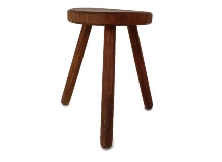 Vintage Hand Carved wood Tripod Milking Stool Pedestal Table Pedestal Barn Country style