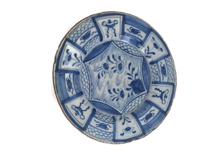 18th century bristol  Wall hanging Charger Plate Blue White Antique Small Collector 1733