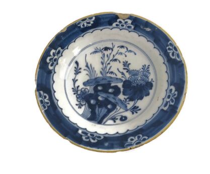 19th Century Delft Wall hanging Charger Collector Plate Blue White Antique  Delftware 