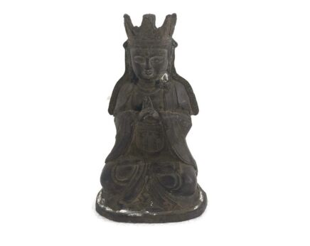  Buddha Statue Sitting Faux Brass Spelter Feng Shui  Temple Vintage 30s  